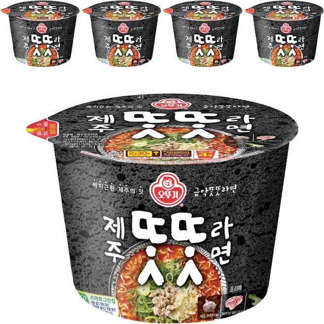 오뚜기 제주똣똣라면 용기 100g, 5개