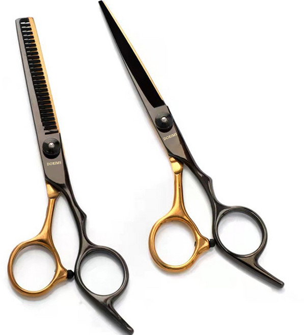두림스 전문 고급 미용실 컷트 가정용 헤어 숱 가위 2종 세트, 혼합색상, 1개