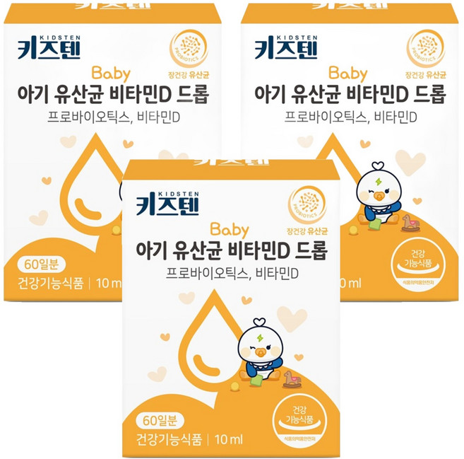 키즈텐 아기 유산균 비타민D 드롭, 10ml, 3개