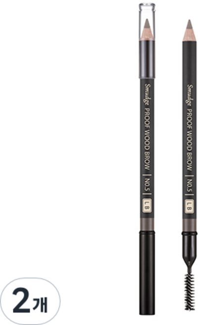 미샤 스머지프루프 우드 아이브로우 펜슬, 라이트 브라운, 2개