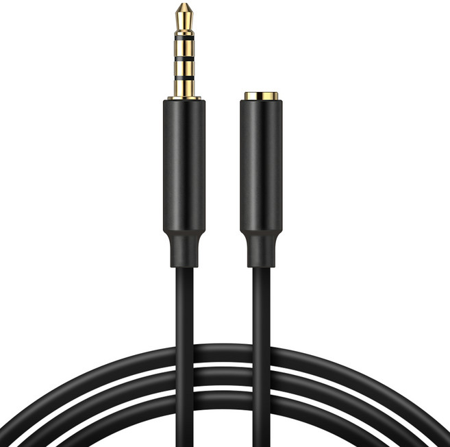 홈플래닛 3.5mm AUX 4극 오디오 마이크 연장 케이블 1.5m, CB3501EX-150BK, 블랙