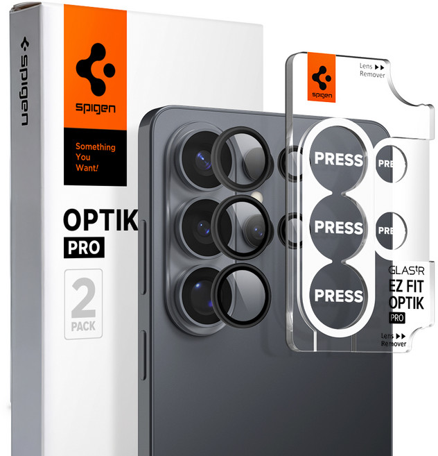 슈피겐 렌즈 풀커버 강화유리 글라스tR 이지핏 옵틱프로 휴대폰 액정보호필름 블랙 2p 세트 AGL11071, 1세트