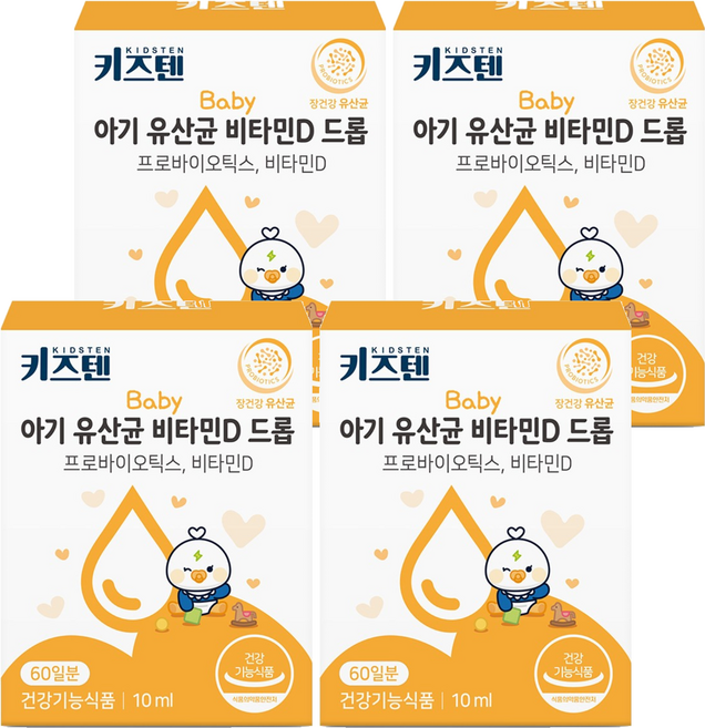 키즈텐 아기 유산균 비타민D 드롭, 10ml, 4개
