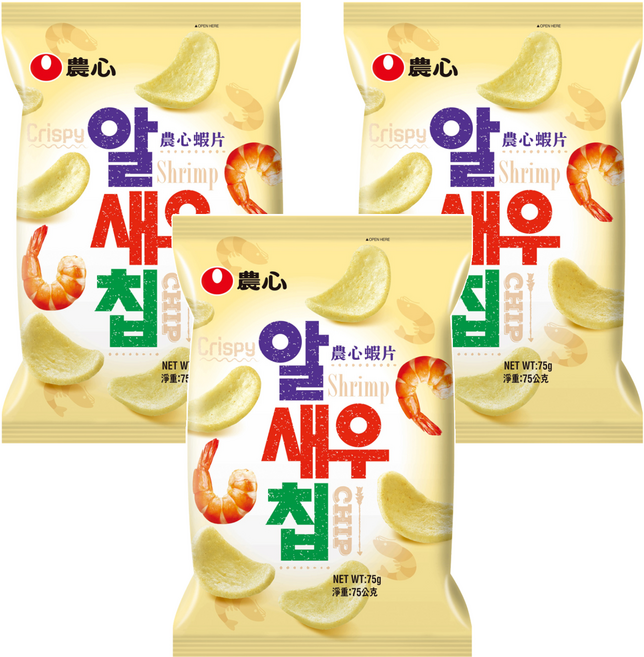 NONGSHIM 農心 蝦片, 75g, 3包
