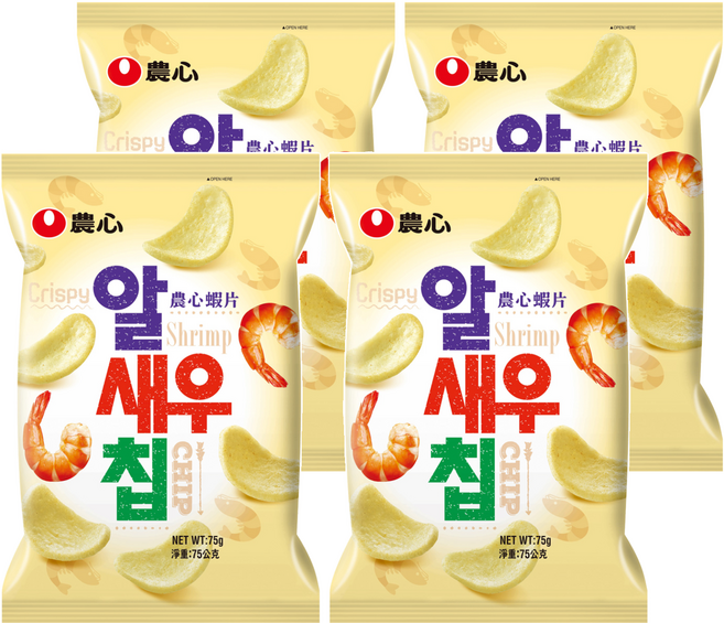 NONGSHIM 農心 蝦片, 75g, 4包