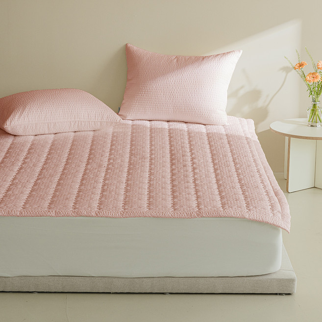 아망떼 포휴즈 시어서커 리플 침대패드, 핑크