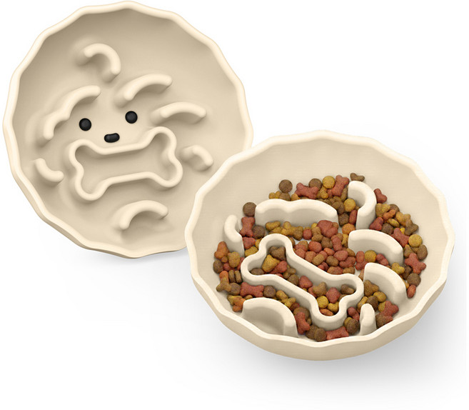 루나베어 반려동물 급체 방지 무소음 실리콘 식기, 아이보리, 1개