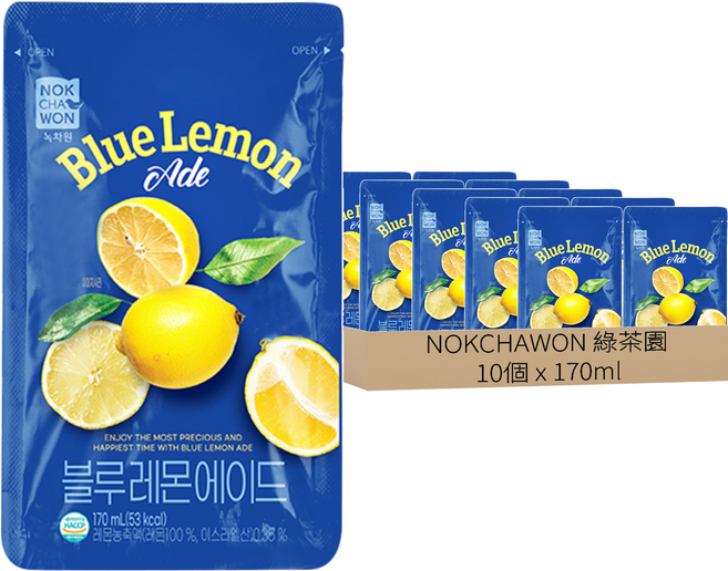 NOKCHAWON 綠茶園 綠茶園藍色檸檬風味飲料, 10個, 170ml