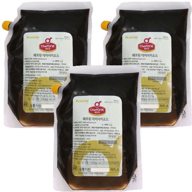 쉐프원 데리야끼 소스, 2kg, 3개