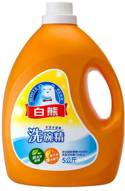 白熊 洗碗精, 5kg, 1桶