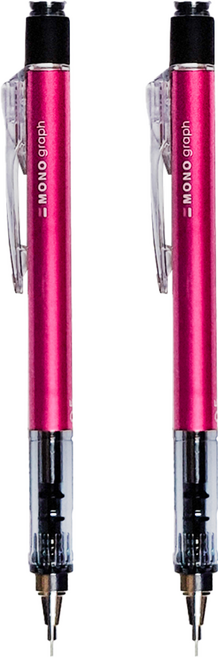 Tombow 蜻蜓牌 MONO graph 基本色系 自動鉛筆 DPA-132F 粉紅色, 0.5mm, 2支