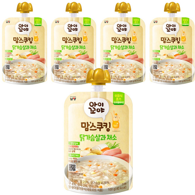 맘스쿠킹 이유식 6개월부터, 100g, 5개, 닭가슴살 + 채소 혼합맛