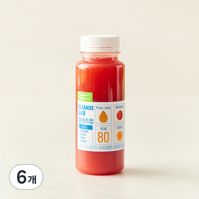 풀무원 녹즙 클렌즈랩 레드, 190ml, 6개