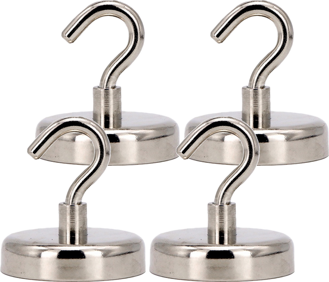 DIBOTE 迪伯特 超強承重力強力磁鐵掛勾 42mm, 銀色, 4個