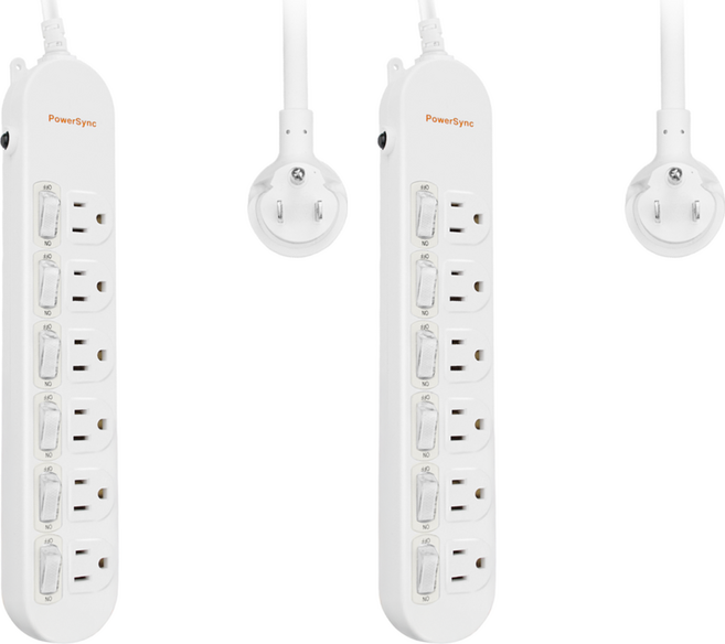 PowerSync 群加 6開6插 防突波延長線 PWS-EAS6627, 2.7m, 白色, 2個