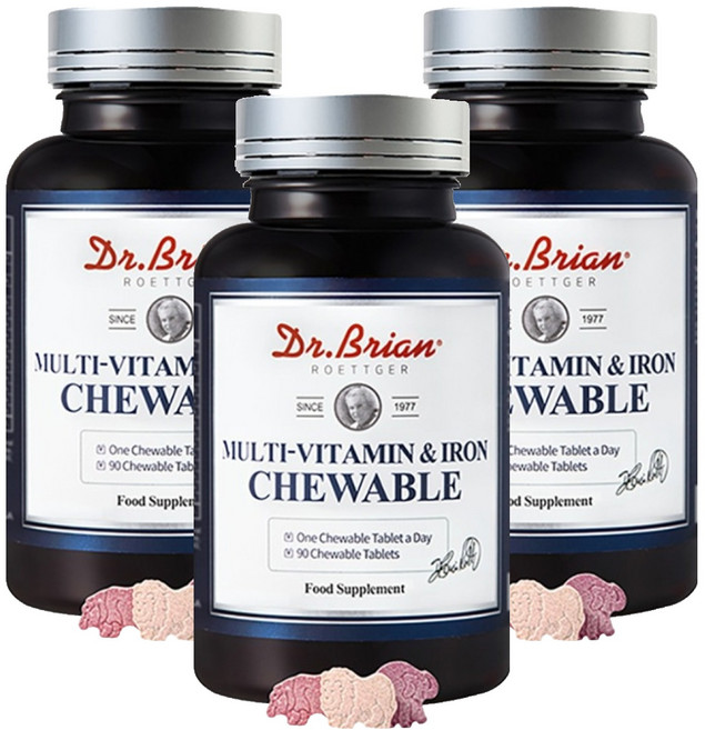 닥터브라이언 멀티비타민 앤 철분 츄어블, 90정, 3개