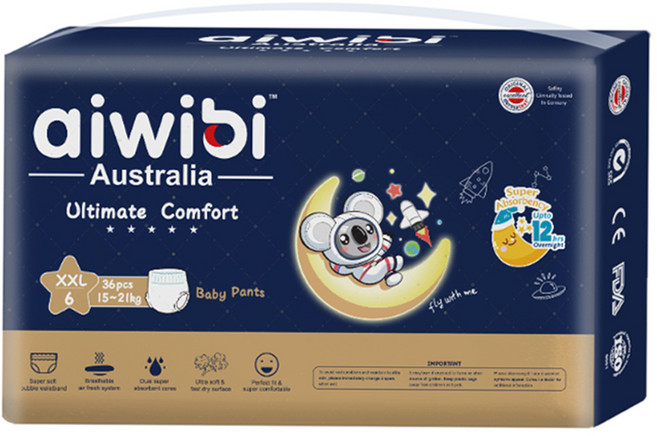 aiwibi 愛薇彼 夜用甄柔瞬吸 褲型尿布, XXL, 36片
