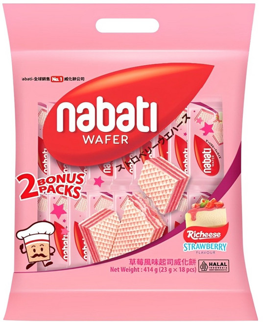 Richeese 麗芝士 草莓風味起司威化餅 18包, 414g, 1袋