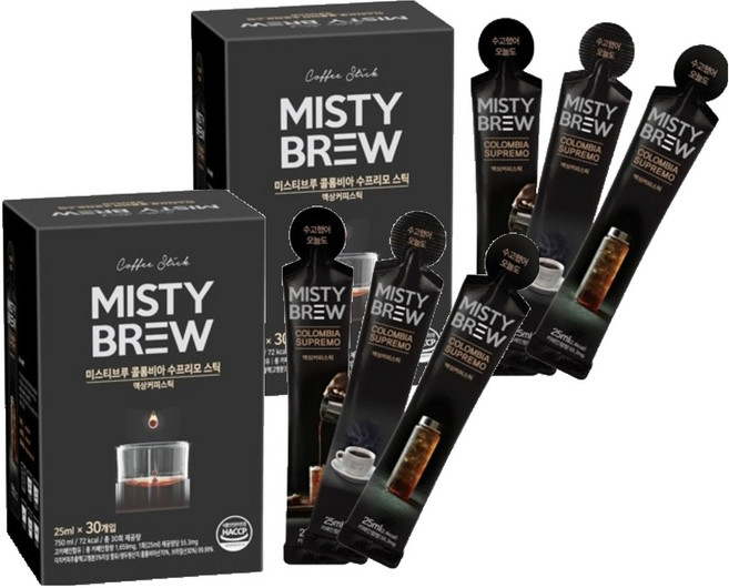 미스티브루 더치커피 콜롬비아 수프리모 액상스틱, 25ml, 30개입, 2개