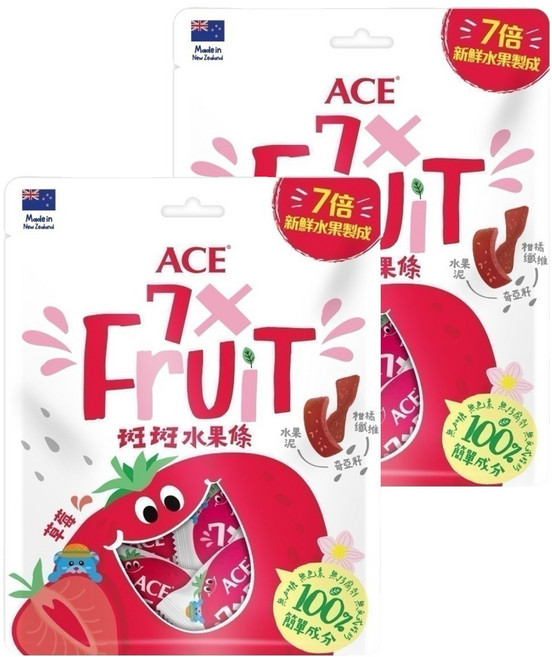 ACE 斑斑水果條 草莓 + 奇亞籽, 2袋, 90g