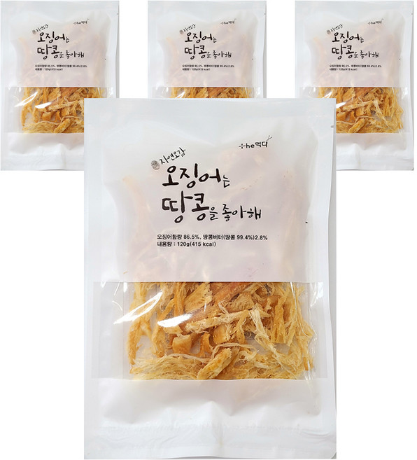 더먹다 자연오감 오징어는 땅콩을 좋아해, 120g, 4개