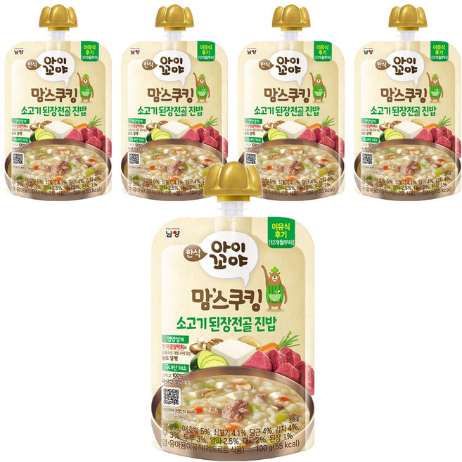 아이꼬야 맘스쿠킹 12개월부터, 100g, 5개, 소고기 된장전골 진밥