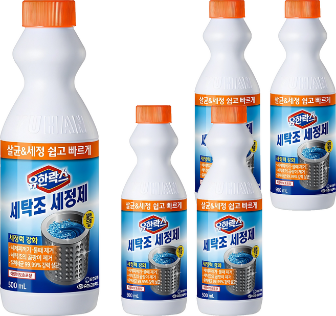 유한락스 세탁조 세정제, 500ml, 5개