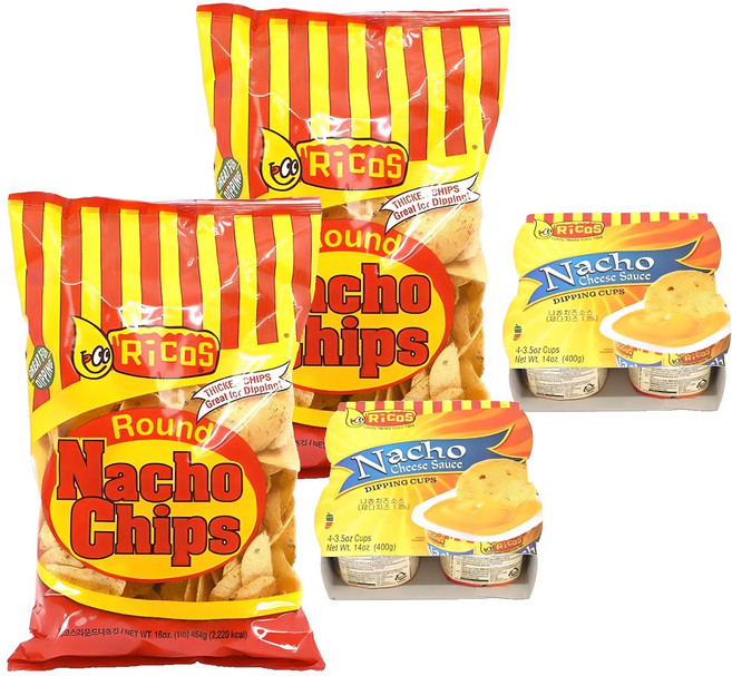 리코스 나쵸 칩 454g + 치즈 소스 100g x 4p 세트, 2세트