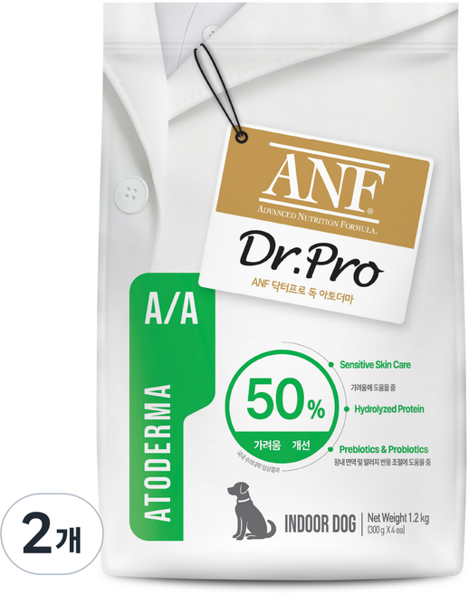 ANF 닥터프로 독 처방식 사료, 피부/피모+알러지, 1.2kg, 2개