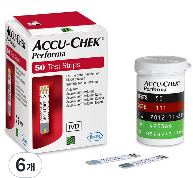 아큐첵 퍼포마 개인용 혈당검사지, 6개, 50개입