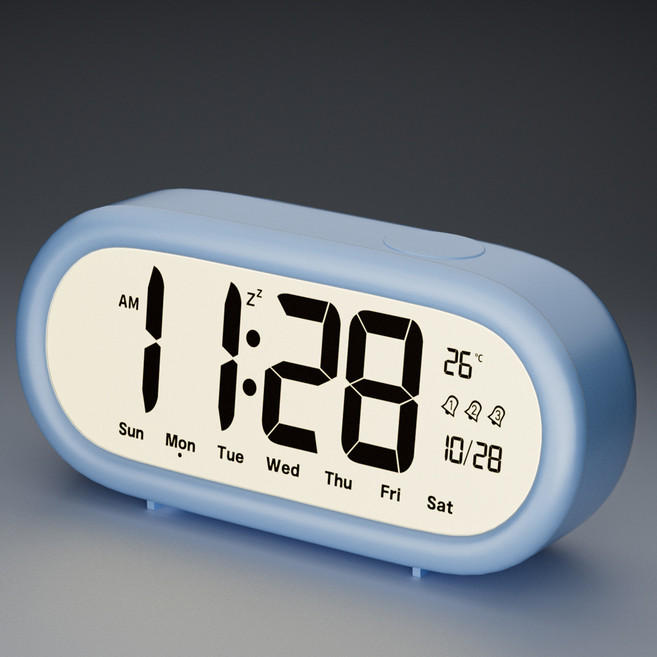 므뮤 디지털 시끄러운 알람 인테리어 탁상시계, 블루