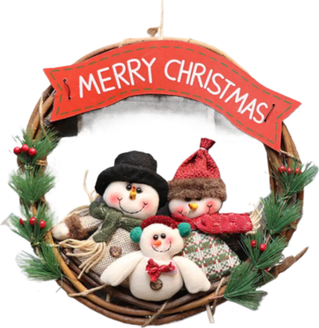 14吋全家福花圈, 三雪人 紅色 + 綠色 + 棕色, 1個