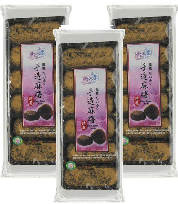 YUKI&LOVE 雪之戀 手造麻糬 黑糖口味, 180g, 3包