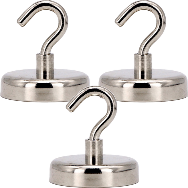 DIBOTE 迪伯特 超強承重力強力磁鐵掛勾 42mm, 銀色, 3個