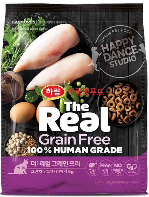 하림펫푸드 더리얼 캣 그레인프리 크런치 시니어 건식사료, 닭, 1kg, 1개