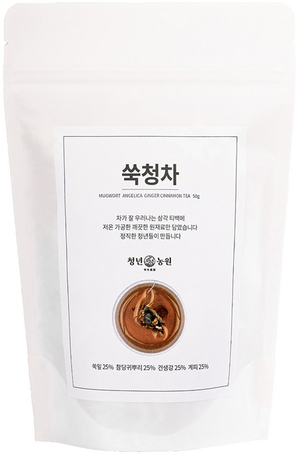 청년농원 저온가공 쑥청차 삼각티백, 1g, 50개입, 1개