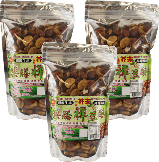 皇品 藥膳蠶豆酥 全素 芥末口味, 340g, 3包