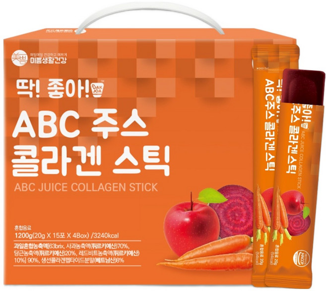 미쁨생활건강 딱좋아 ABC주스 콜라겐 젤리스틱, 300g, 4개