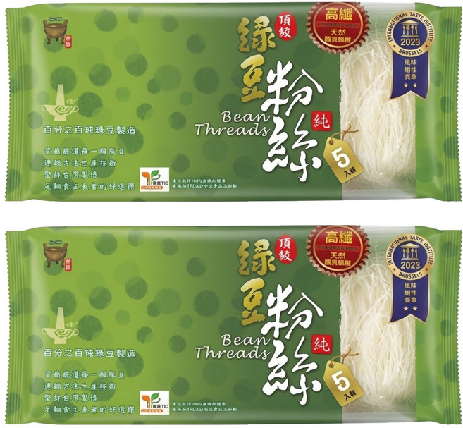 中農粉絲 頂級純綠豆粉絲, 180g, 2包
