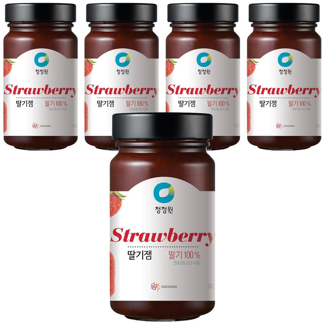 청정원 딸기잼, 5개, 740g