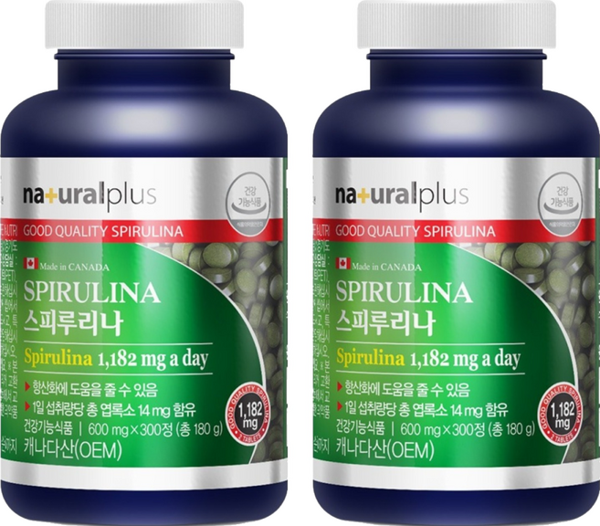 내츄럴플러스 스피루리나, 300정, 2개