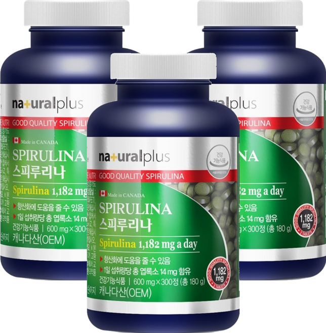 내츄럴플러스 스피루리나, 300정, 3개