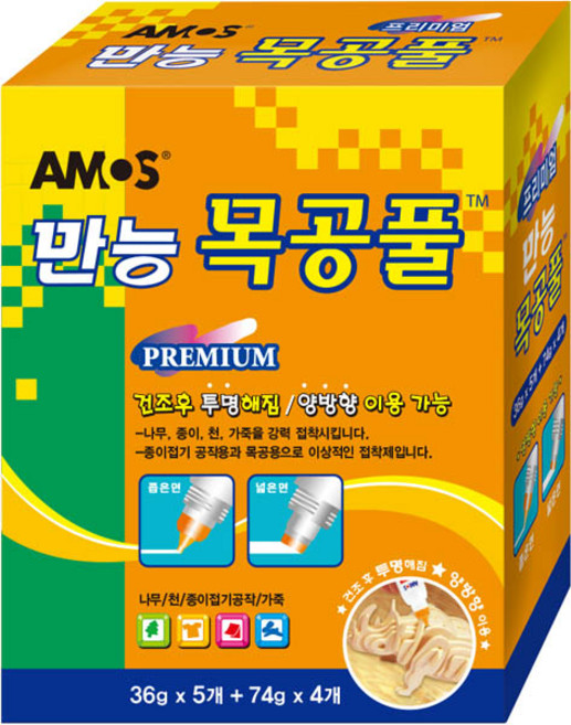 아모스 프리미엄 만능 목공풀 74g x 4p + 36g x 5p 세트, 1세트
