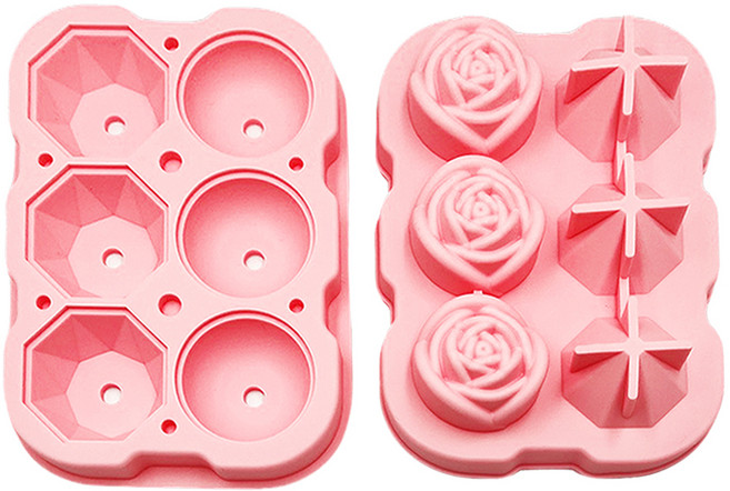 FANCY LIFE 造型矽膠冰格 6格, 1個, 粉紅色