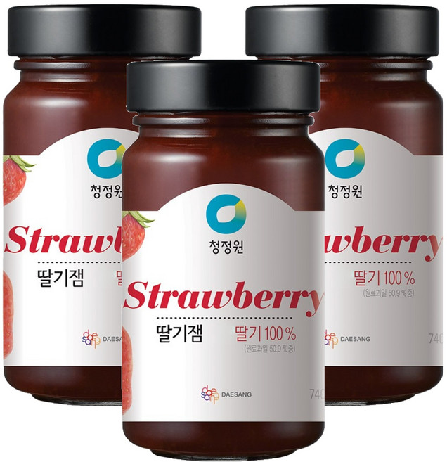 청정원 딸기잼, 3개, 740g