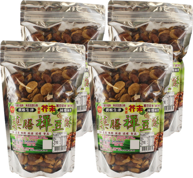 皇品 藥膳蠶豆酥 全素 芥末口味, 340g, 4包