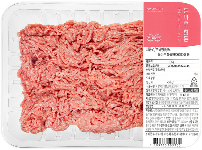 돈마루한돈 뒷다리 다짐육 (냉장), 1kg, 1개