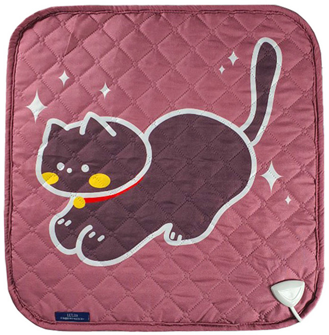 룰루아 1인용 타이머 전기방석 LU-C301, 브라운 야옹이, 44 x 44 cm