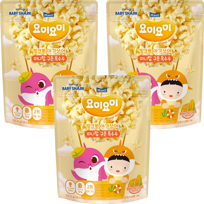 요미요미 미니팝, 구운옥수수맛, 25g, 3개