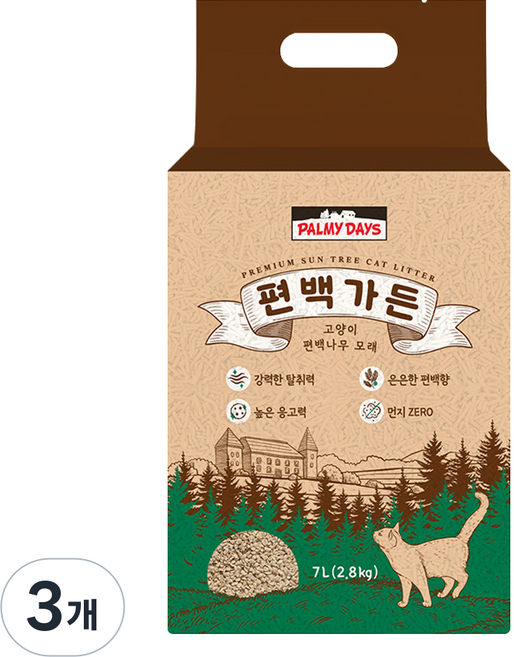 파미데이즈 고양이 편백가든 편백나무 모래, 2.8kg, 3개, 편백향